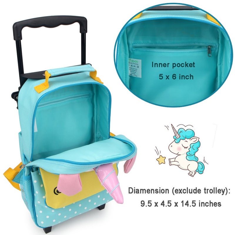 yodo Zoo 3-Way Kids Suitcase Luggage or Toddler Rolling Backpack with wheels, Small Unicorn - Image 4